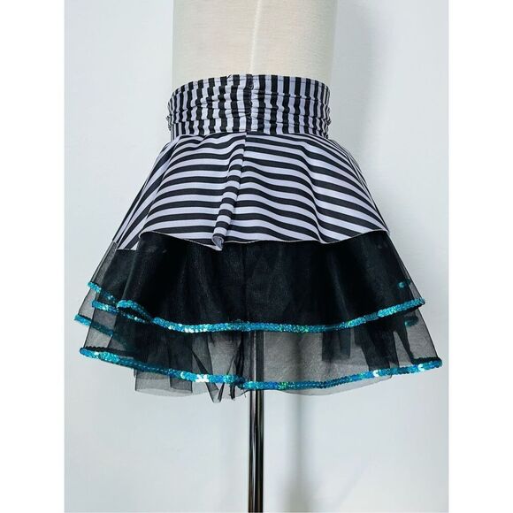 Revolution Girls 10/12 (MC) All You’ve Got Striped Sequined Dance Costume Skort - Picture 5 of 11